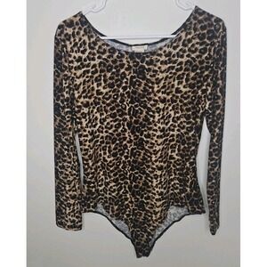 Leopard Print Bodysuit Size M‎ Long Sleeves Yelete Animal